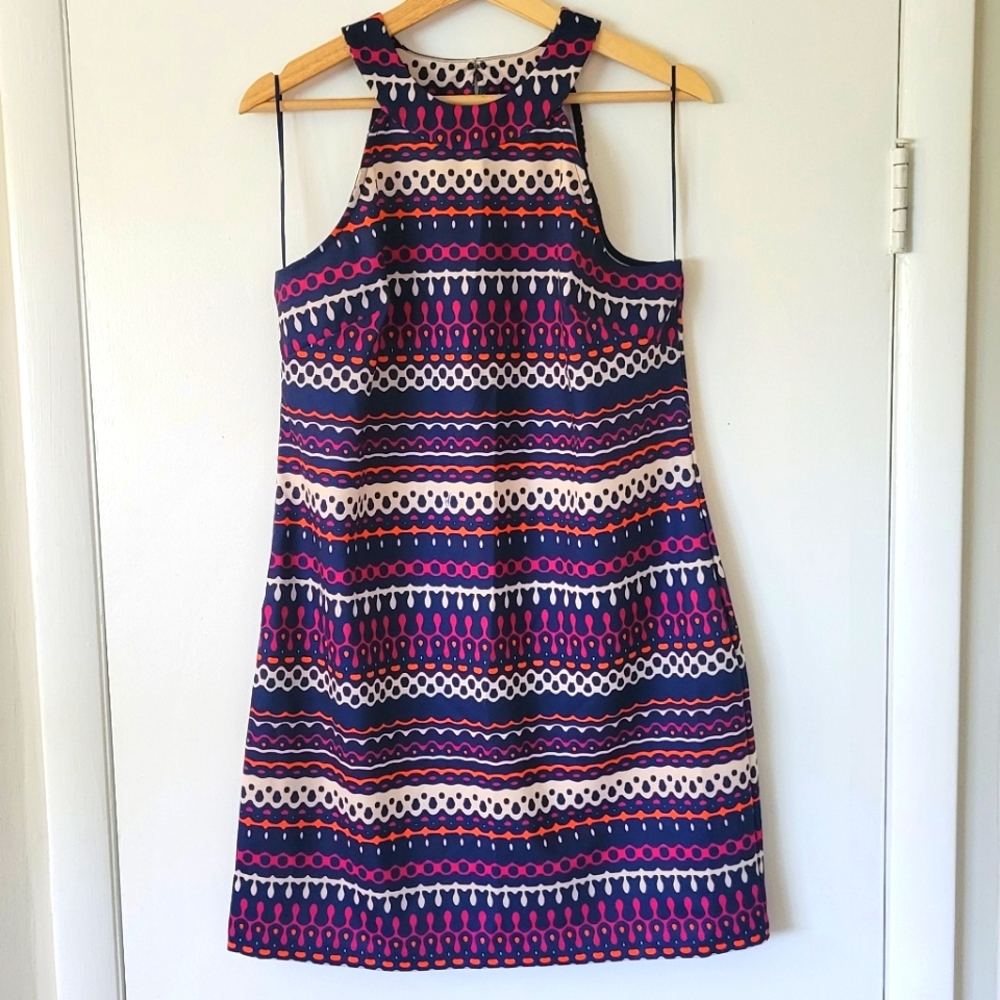 Trina Turk large high neck stretch stripe dress